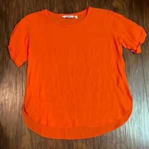 Orange Short Sleeve Blouse